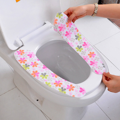 Self-adhesive toilet seat can be repeatedly washed to sit on the toilet seat cushion against static electricity