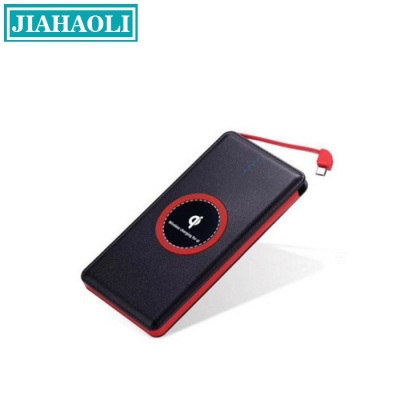 Jhl-wx013 card with its own line wireless charging mobile power idea QI wireless charging treasure 10000 mah.