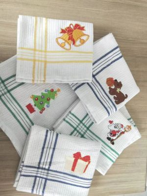 All Cotton Embroidered Tea Towel Christmas New