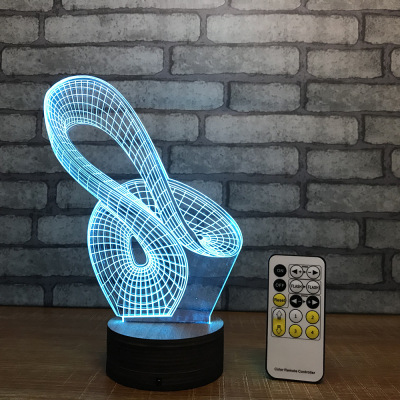 Wooden base 2018LED night lamp abstract 3D night lamp seven-color remote control vision stereo lamp gift lamp 292