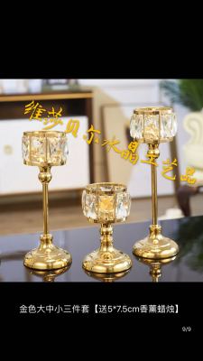 European-Style 7-Piece Square Beads Party Warm before Marriage Crystal Candle Holder Ornaments