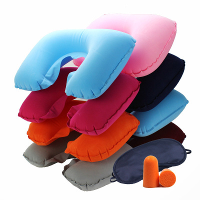 Travel sanbao inflatable pillow inflatable neck pillow travel u-shaped flocking single pillow portable travel