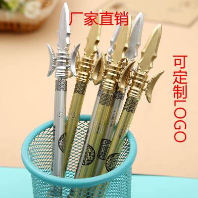 Chinese Style Student Studying Stationery Lv Bu's Weapon Flayer Telescopic Black Gel Pen Office