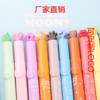 Creative Fluorescent Marking Pen Color Key Marker Cute Candy Color Shape Stamp Pen Fresh Stationery