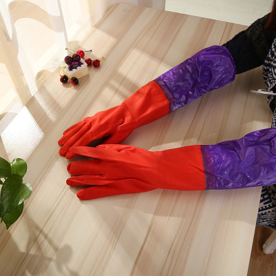 2017 New Cleaning Latex Gloves Fleece Lined Padded Warm Keeping Waterproof Kitchen Cleaning Waterproof Durable One Piece Dropshipping