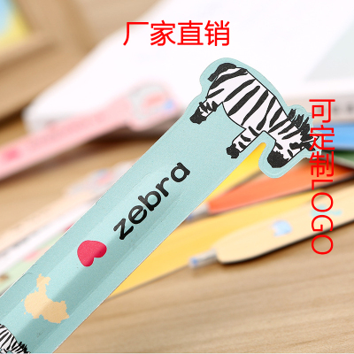 Korean New Learning Stationery Leaves Cartoon Animal Cute Bookmarks Label Blue Office Ballpoint Pen Wholesale