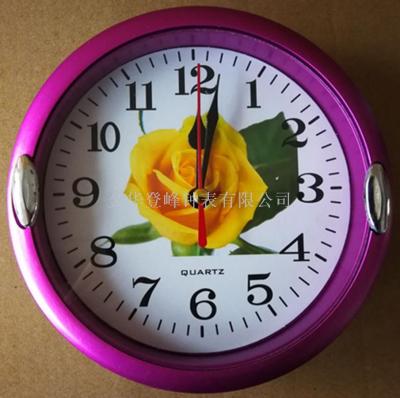 Small Plastic Wall Clock Supply Color Frame Flower Fruit Wall Clock Welcome Customers to Open Mold/Print Logo Customized