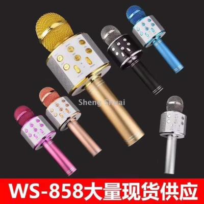 WS-858 Wireless Bluetooth Microphone Audio Portable Family Gadget for Singing Songs USB TF Card