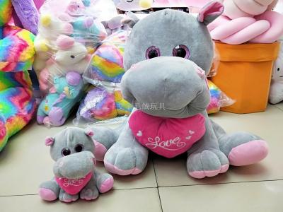 TY of the big eyes and heart hippopotamus new American valentine 's day gift doll, plush toys