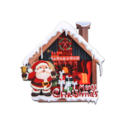 Christmas House Customization Wooden Fridge Magnet Wooden Craftwork Creative Gift Souvenir Small Gift 3D Stereo