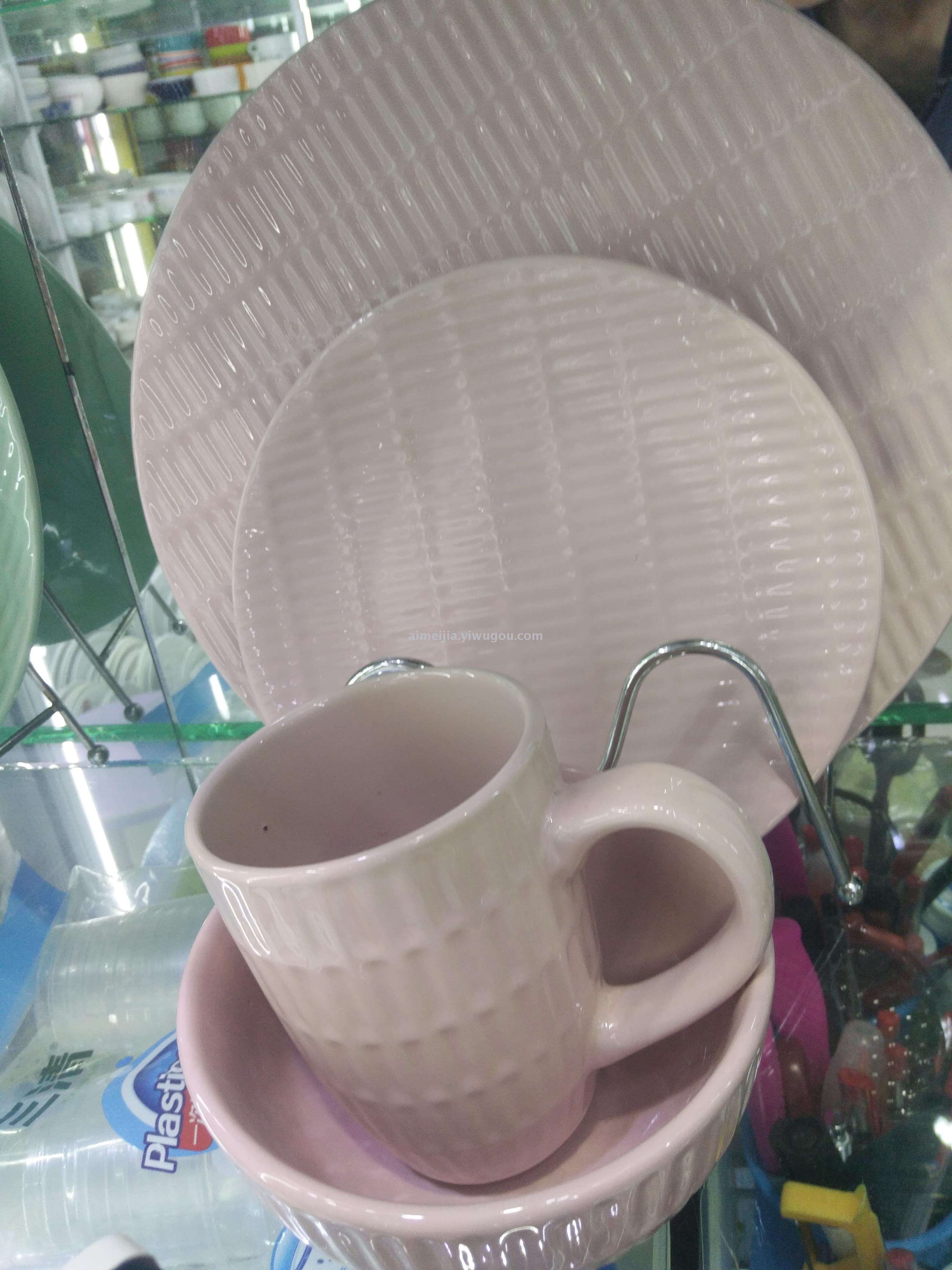 16头陶瓷色釉罗纹欧式餐具