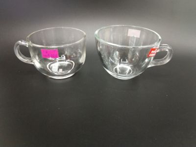 Glass Flat Coffee Cup with Handle