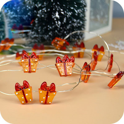 3aa6.6ft Christmas orange gift box molding lamp string led copper wire lamp string