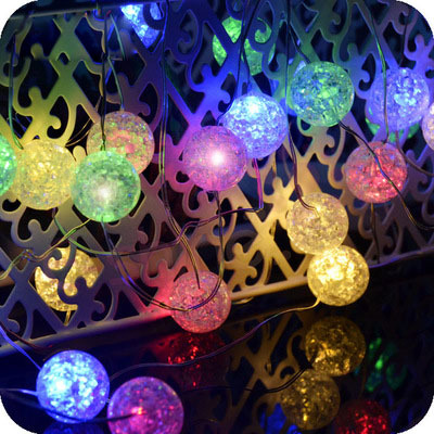 Four-color broken ice ball remote control battery box lamp string led lights string Christmas decorations