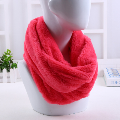 Korean Style Trendy Cute Pure Color for Women Plush Scarf Soft and Thickened Warm Imitation Rabbit Fur Women's Scarf Scarf