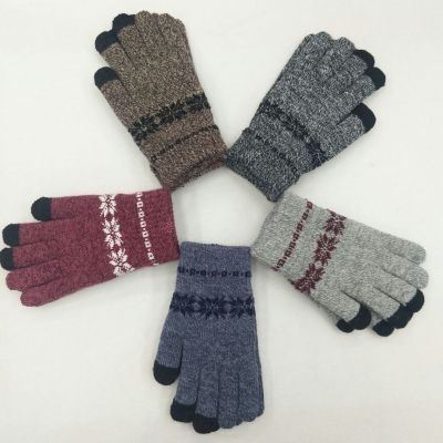 Gloves knitted touch screen jacquard thermal Gloves