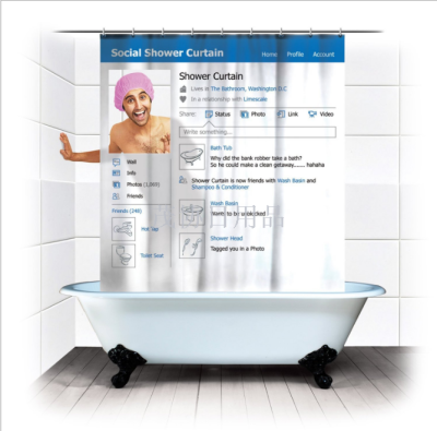 Facebook Shower Curtain Pvcl Blue Window Polyester Printed Shower Curtain Bathroom Hanging Curtain