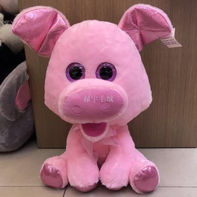 American and European new TY big eye pink pig, cow, cow, elephant, hippopotamus doll plush toy LED colorful light