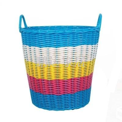 Plastic woven dirty clothes blue receive basket laundry basket receive blue