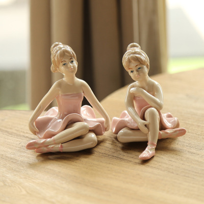 New wholesale custom manufacturers creative ceramic handicraft gifts white porcelain ballerina home decoration