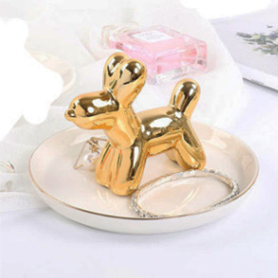 Manufacturers wholesale european-style foreign trade ceramic crafts jewelry rack jewelry tray puppy creative decoration