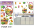 Fruit baskets with the layers of stickers and walls with 3 d stickers for interior decoration