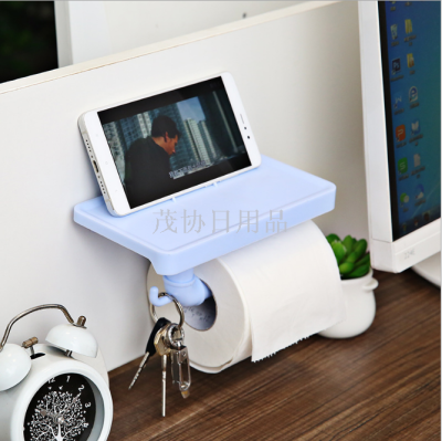 No Trace of Creativity Stickers Multifunctional Tissue Holder Toilet Paper Holder Storage Stand with Hook Toilet Paper Box