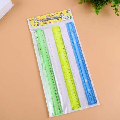 30 cm three - color ruler suit centimeter inch ruler 30 cm airplane ruler letter concave ruler suit
