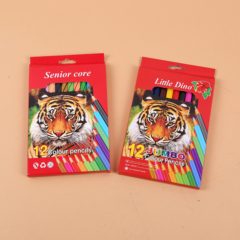 盒装12色优质文具铅笔  六角原木彩色铅笔 学生素描绘画铅笔