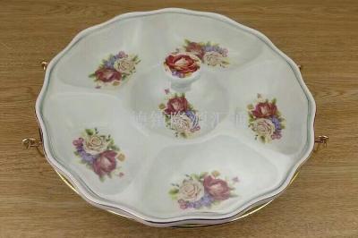 Multi-grid fruit plate crystal fruit plate candy plate cake plate dry fruit plate ceramic plate hollow fruit plate