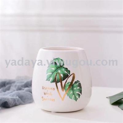 Ceramic vase waterproof furniture simple modern turtle leaf