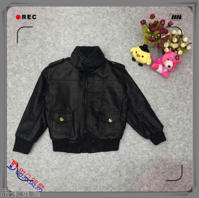 boy leather jacket stand collar spring and autumn 2018 new casual leather jacket children leather coat boy