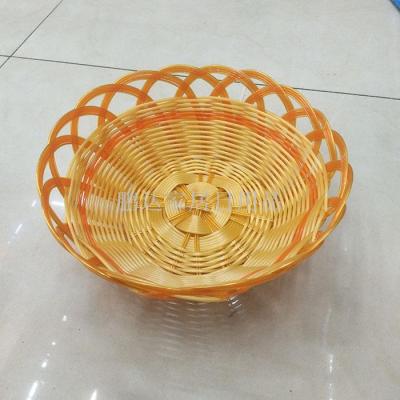 Plastic oval handwoven fruit basket handicraft fruit tray receive basket plastic woven basket