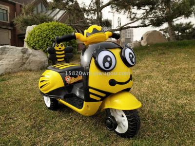 Children's electric motorcycle bee battery tricycle glitter novelty toys