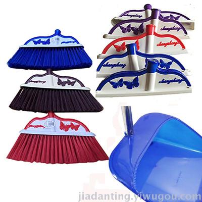 Wholesale household butterfly plastic broom sweep dustpan set soft wool floor broom rust-free rod sweep manufacturers