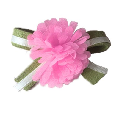 New Korean mother's day bowknot fabric with leather woven ribbon bowknot chiffon handmade flowers