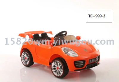 Children's electric car porsche rocking music dual drive dual battery remote control baby