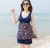 South Korea bubble hot spring large size split skirt type conservative cover belly small chest gather swim suit