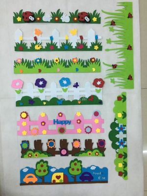 School Classroom Layout Kindergarten Environment Layout Non-Woven Fabrics Flower Fence Corner Sticker