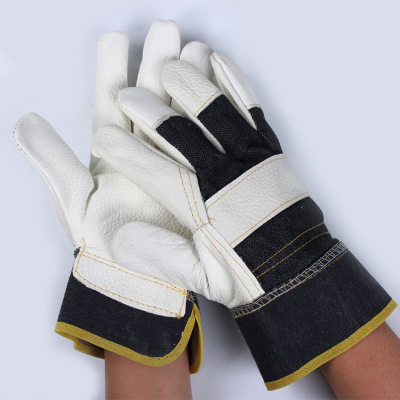 Factory direct-sale short-style bull-skin welding gloves total leather wear resistance welder protective gloves