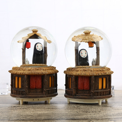 Creative music box crystal ball set decoration and thousand and ten - search no - face male resin crafts