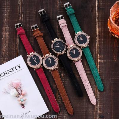 New style simple Korean velvet belt with small diamond dial leisure women's watch