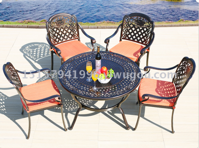 Cast Aluminum Outdoor Desk-Chair Combination Outdoor Courtyard Barbecue Oven 5/Five-Piece Iron Aluminum Alloy Table