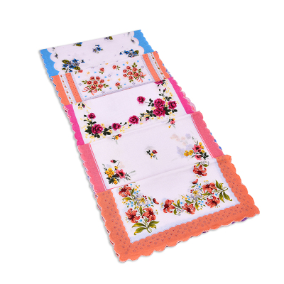 High - grade cotton lady 's handkerchief with flower edge