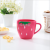 Strawberry plastic mouthwash cup color cup brush your teeth with handle plastic cup rustle