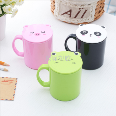 Cartoon cute cup with cover washing cup mouthwash cup plastic brush your teeth drinking cup