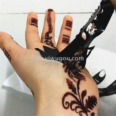 Arabic black hollow-out tattoo template sticker hand - made sticker body - painted template sticker