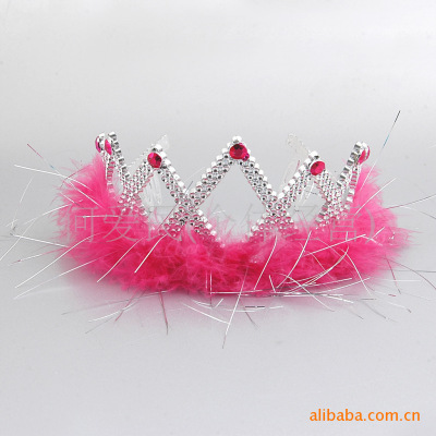 Beautiful stage performance props set diamond crown hair head decorated with feather painted princess crown