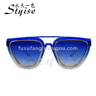 New fashion sunglasses individuality triangle big box trend street photo sunglasses 122