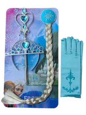 Manufacturer direct selling snow and ice fringe hair accessories set hoop princess aisha crown crown crown magic wand